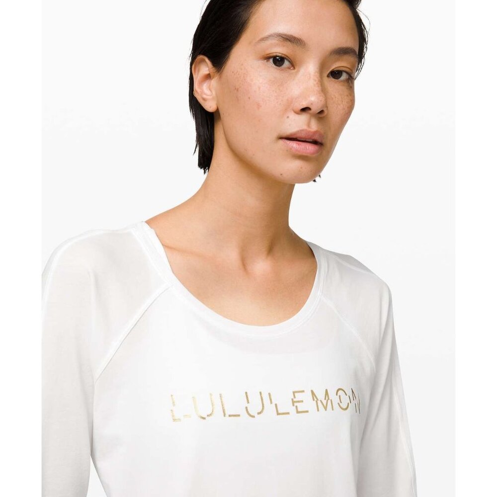 Lululemon Emerald White Long Sleeve Lunar New Year Athleisure Pima Top Sz 8 - Picture 5 of 8